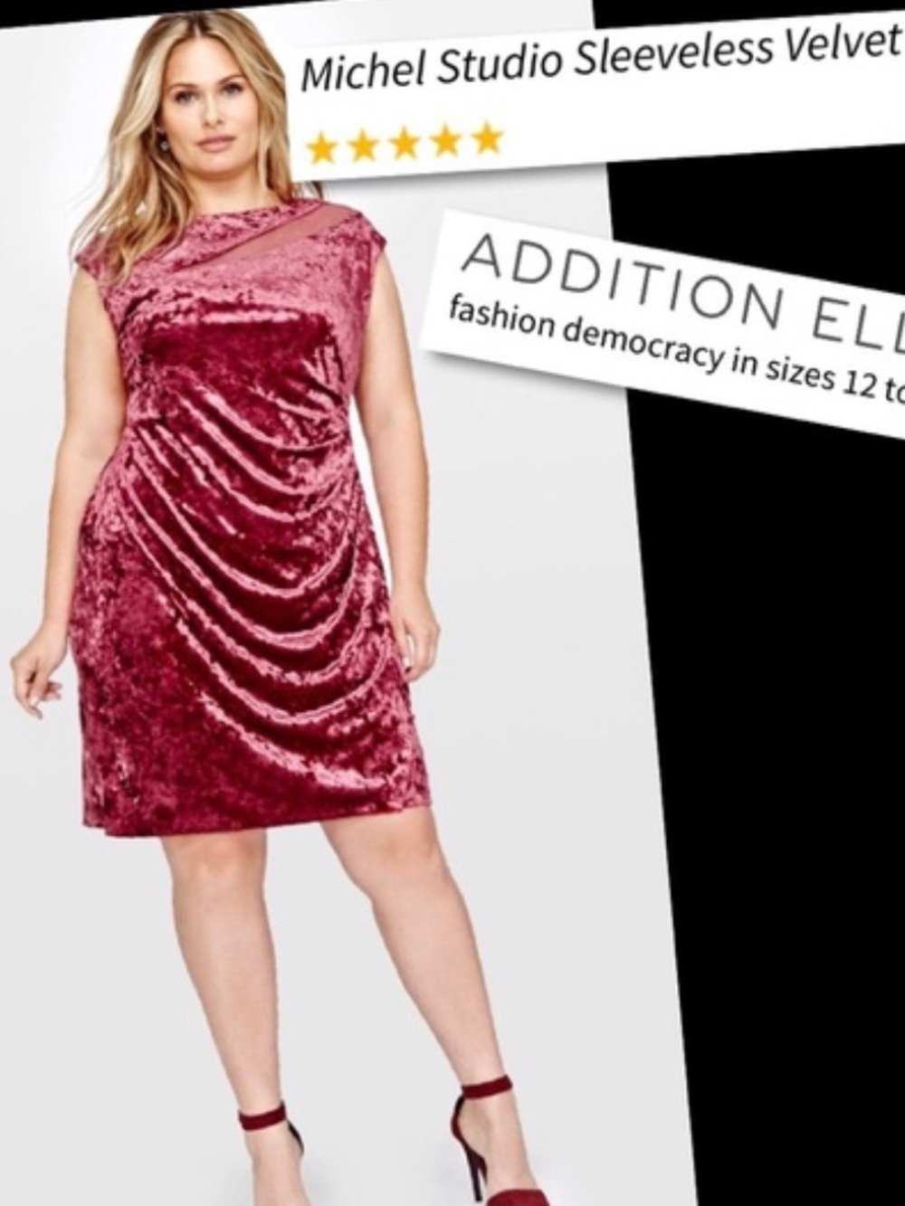Michel Studio Velvet Draped Mini Dress - Burgundy